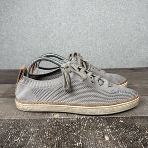 UGG Womens Size 9 Sidney Knit Lace Up Shoes Sneakers Gray Stretch